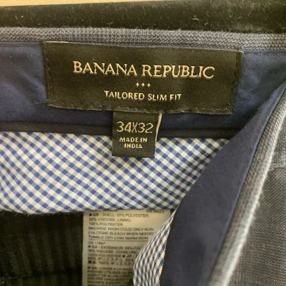 Banana Republic Tailored Slim Fit Blue Sport Coat Blazer 44R & Pants 34x32 Suit